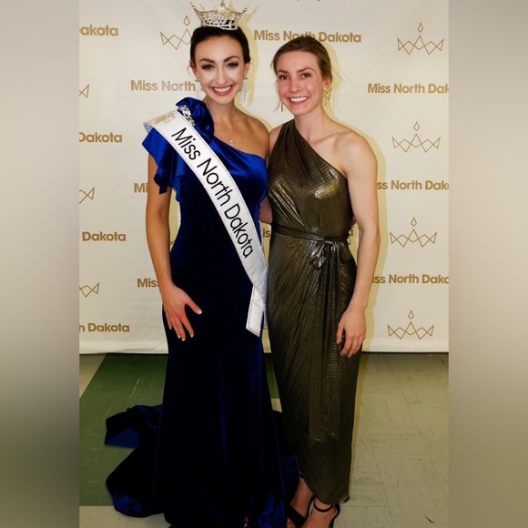 Ted Baker Gabria One Shoulder Drape Midi Dress in Metallic - Picture 3 of 5